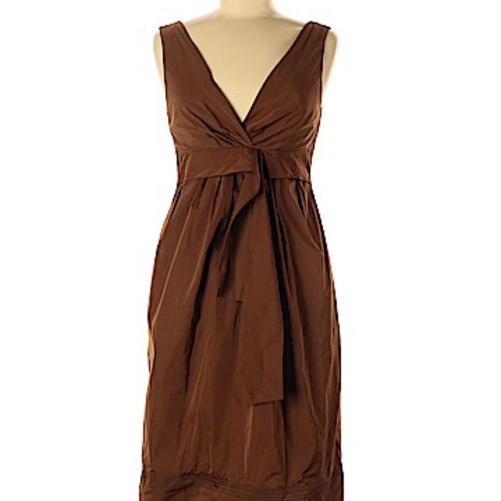 Lida Baday Brown Tie‎ Front Sheath Dress Sz 6